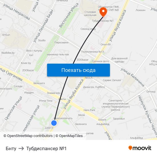 Бнту to Тубдиспансер №1 map