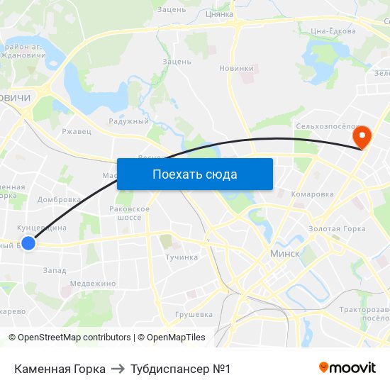 Каменная Горка to Тубдиспансер №1 map