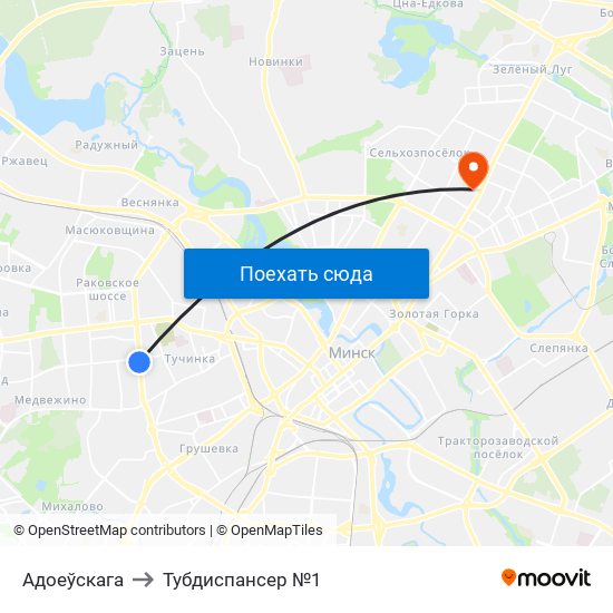 Адоеўскага to Тубдиспансер №1 map