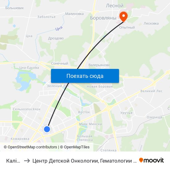 Калініна to Центр Детской Онкологии, Гематологии И Иммунологии map