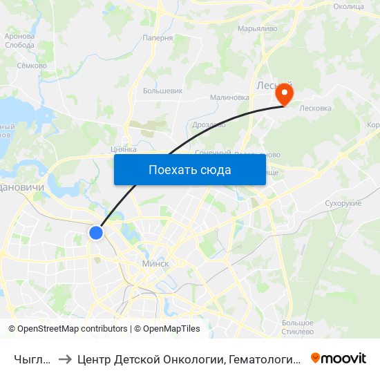 Чыгладзэ to Центр Детской Онкологии, Гематологии И Иммунологии map