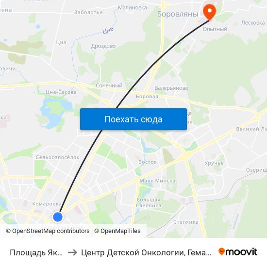 Площадь Якуба Коласа to Центр Детской Онкологии, Гематологии И Иммунологии map