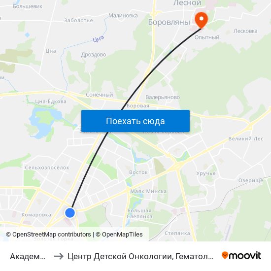 Академия Наук to Центр Детской Онкологии, Гематологии И Иммунологии map