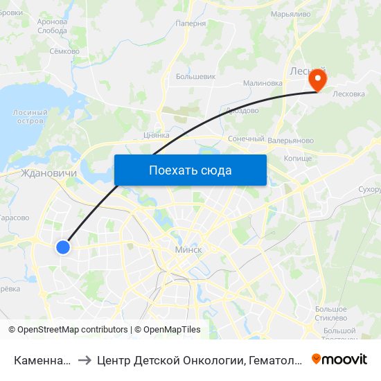 Каменная Горка to Центр Детской Онкологии, Гематологии И Иммунологии map