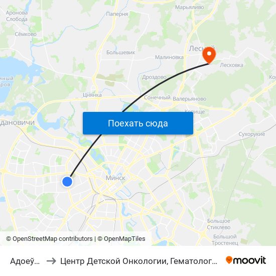 Адоеўскага to Центр Детской Онкологии, Гематологии И Иммунологии map