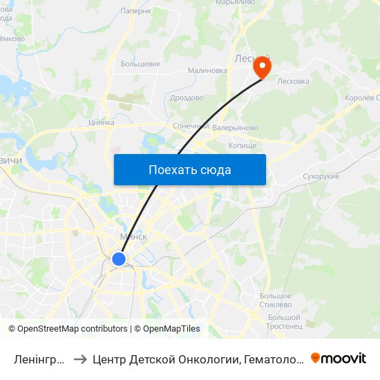 Ленінградская to Центр Детской Онкологии, Гематологии И Иммунологии map