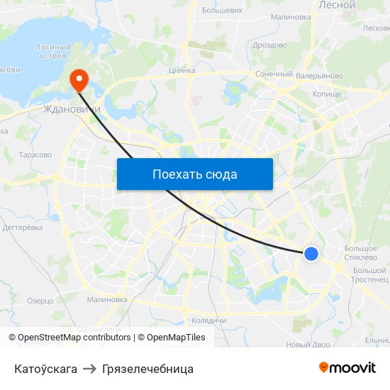 Катоўскага to Грязелечебница map