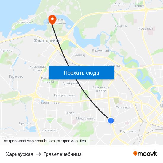 Харкаўская to Грязелечебница map
