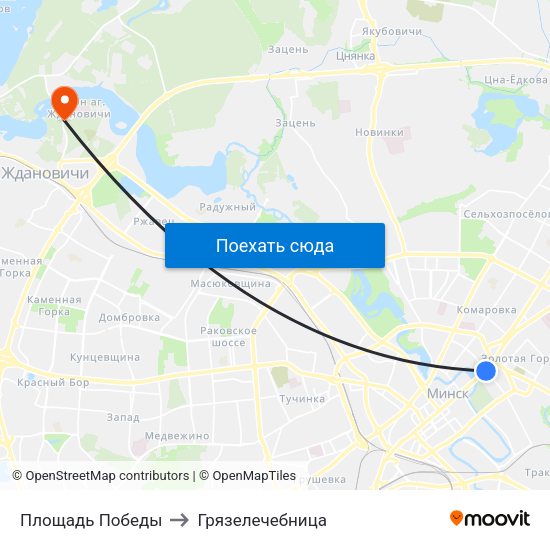 Площадь Победы to Грязелечебница map