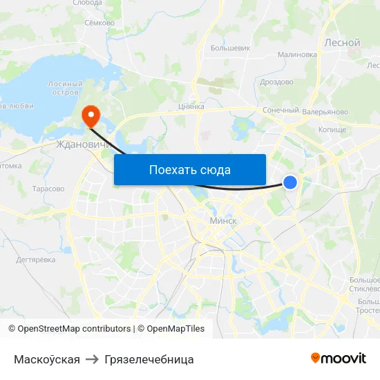 Маскоўская to Грязелечебница map