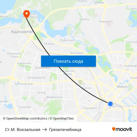 Ст.М. Вокзальная to Грязелечебница map