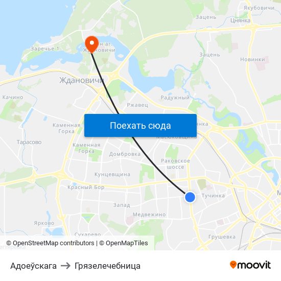 Адоеўскага to Грязелечебница map