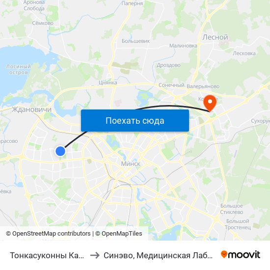 Тонкасуконны Камбінат to Синэво, Медицинская Лаборатория map