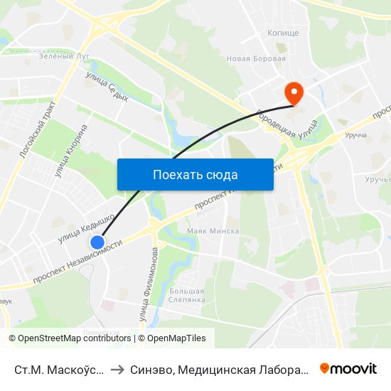 Ст.М. Маскоўская to Синэво, Медицинская Лаборатория map