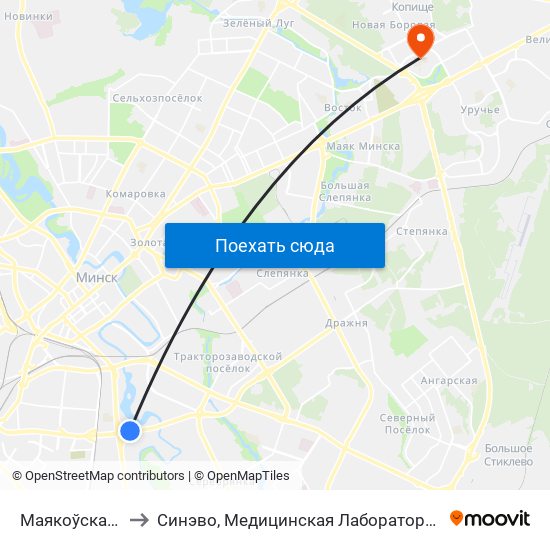 Маякоўскага to Синэво, Медицинская Лаборатория map