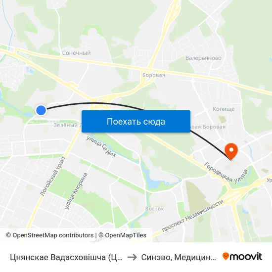 Цнянскае Вадасховішча (Цнянское Водохранилище) to Синэво, Медицинская Лаборатория map