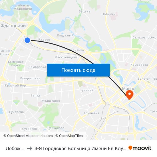 Лебяжий to 3-Я Городская Больница Имени Ев Клумова map