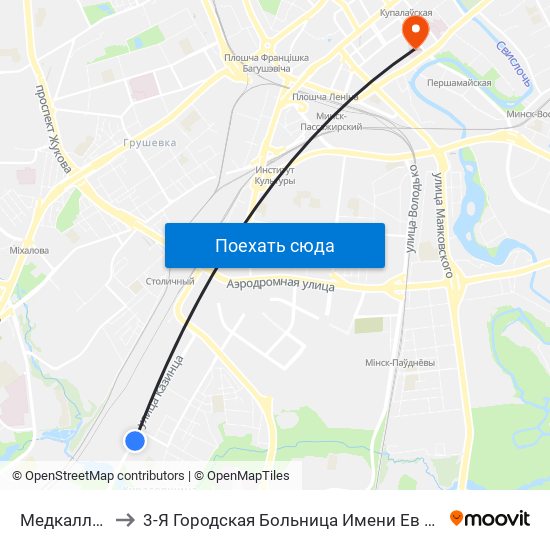 Медкалледж to 3-Я Городская Больница Имени Ев Клумова map