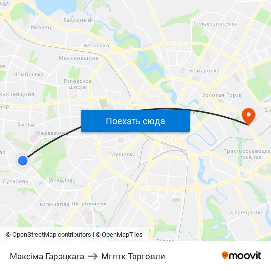 Максіма Гарэцкага to Мгптк Торговли map