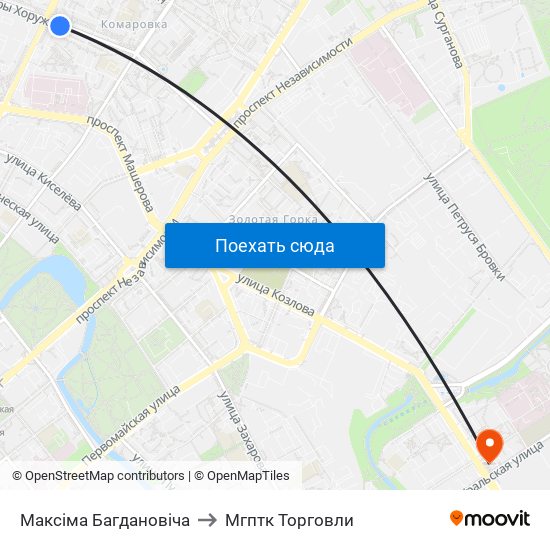 Максіма Багдановіча to Мгптк Торговли map