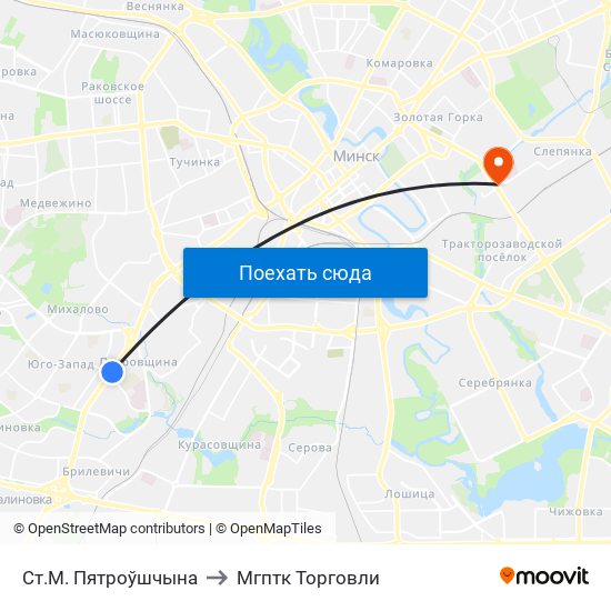 Ст.М. Пятроўшчына to Мгптк Торговли map