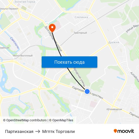 Партизанская to Мгптк Торговли map
