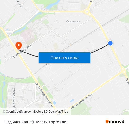 Радыяльная to Мгптк Торговли map