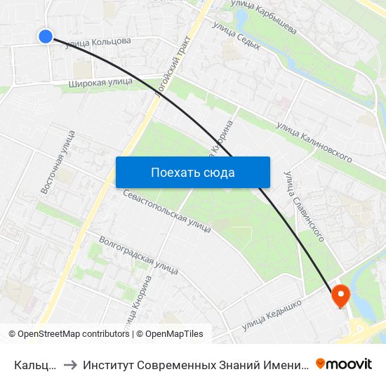 Кальцова to Институт Современных Знаний Имени Широкова map