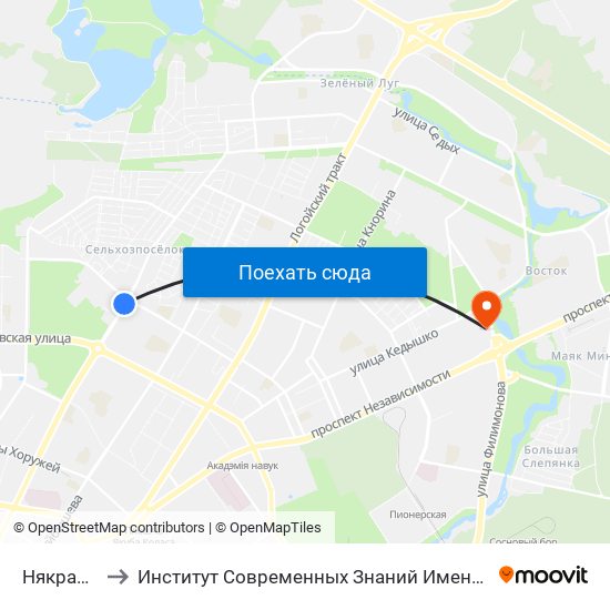Някрасава to Институт Современных Знаний Имени Широкова map