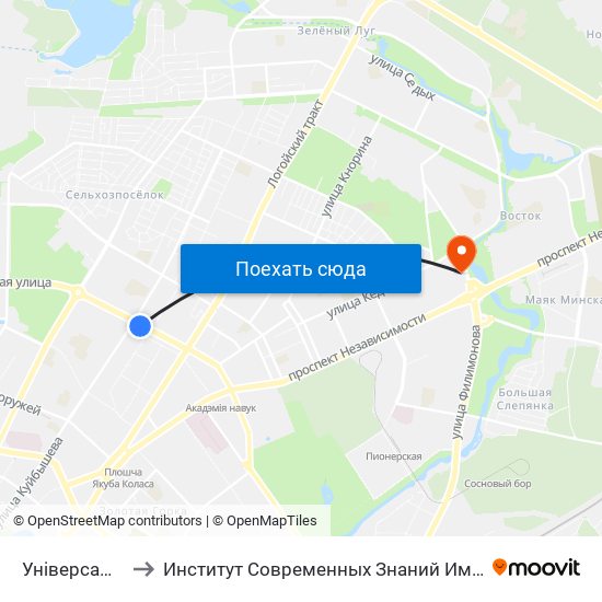 Універсам Рыга to Институт Современных Знаний Имени Широкова map