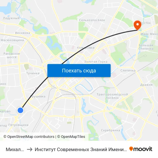 Михалово to Институт Современных Знаний Имени Широкова map