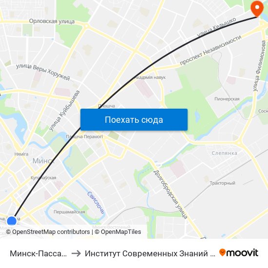 Минск-Пассажирский to Институт Современных Знаний Имени Широкова map