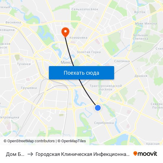 Дом Быту to Городская Клиническая Инфекционная Больница map