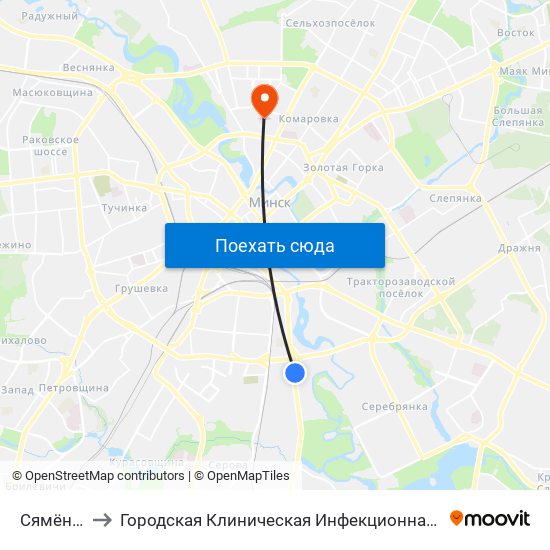 Сямёнава to Городская Клиническая Инфекционная Больница map