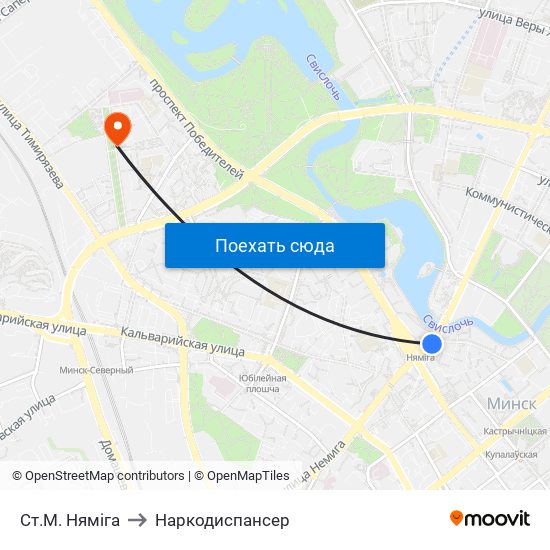 Ст.М. Няміга to Наркодиспансер map