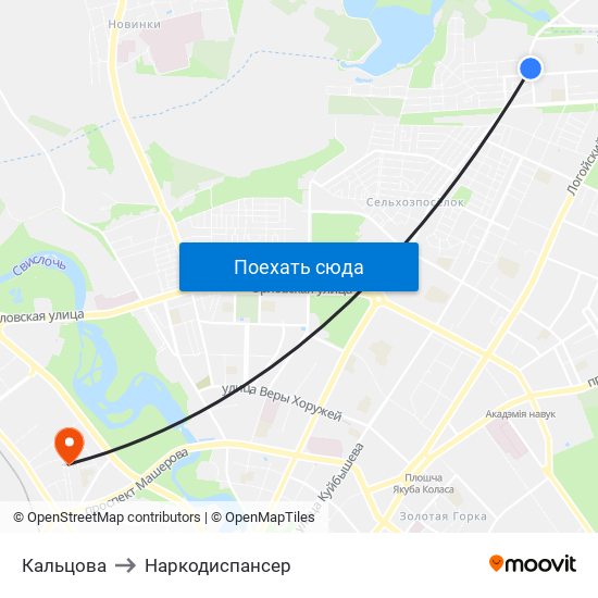 Кальцова to Наркодиспансер map