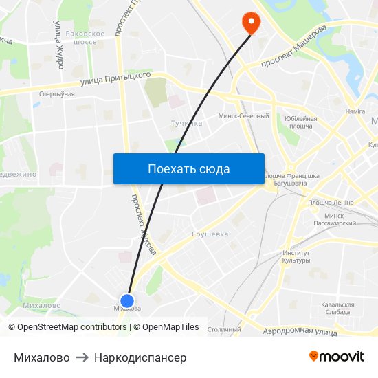 Михалово to Наркодиспансер map