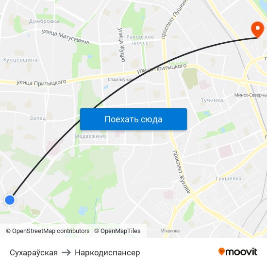 Сухараўская to Наркодиспансер map