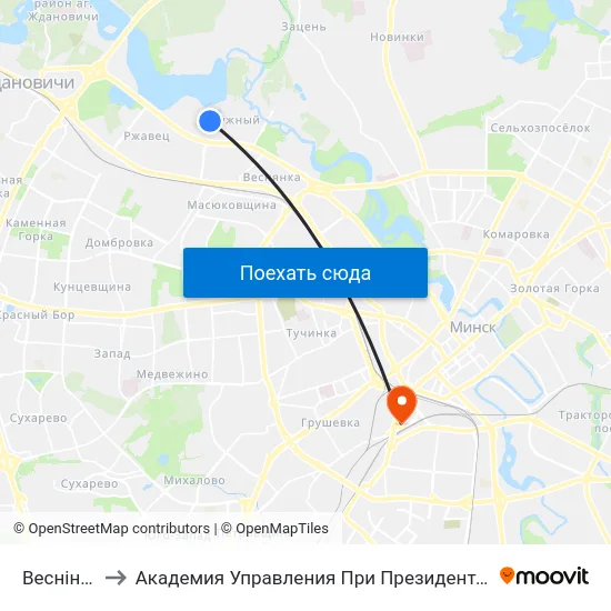 Веснінка to Академия Управления При Президенте Рб map