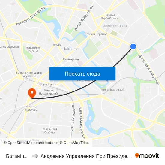 Батанічная to Академия Управления При Президенте Рб map