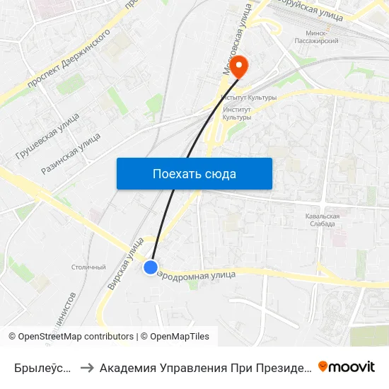 Брылеўская to Академия Управления При Президенте Рб map