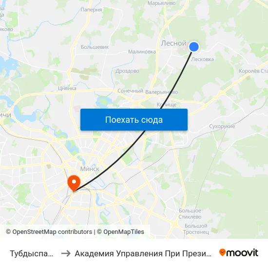 Тубдыспансэр to Академия Управления При Президенте Рб map