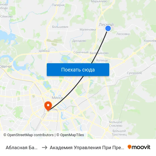Абласная Бальніца to Академия Управления При Президенте Рб map