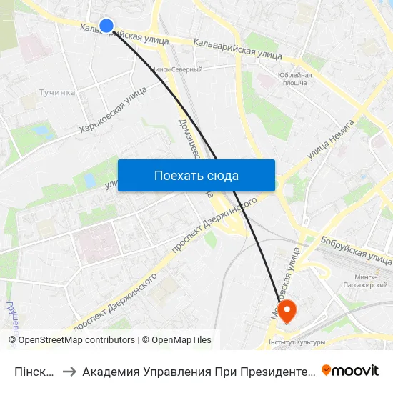 Пінская to Академия Управления При Президенте Рб map