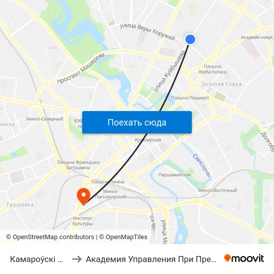 Камароўскі Рынак to Академия Управления При Президенте Рб map