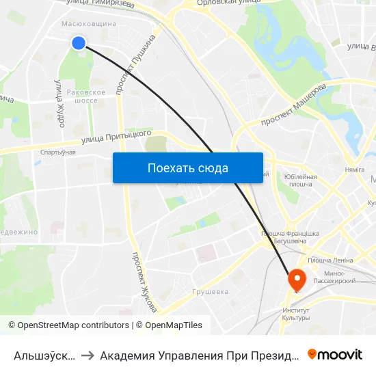 Альшэўскага to Академия Управления При Президенте Рб map