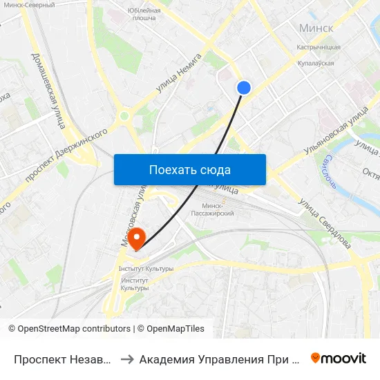 Проспект Независимости to Академия Управления При Президенте Рб map