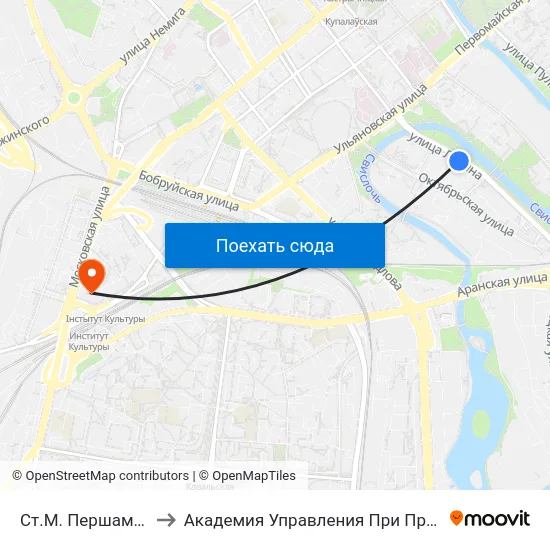Ст.М. Першамайская to Академия Управления При Президенте Рб map