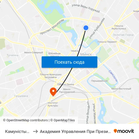 Камуністычная to Академия Управления При Президенте Рб map