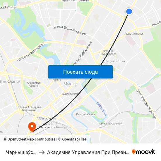 Чарнышэўскага to Академия Управления При Президенте Рб map